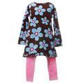 Flapdoodles Girl's 2-piece Brown Floral Outfit