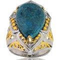 Michael Valitutti Sterling Silver/ 18k Vermiel Chrysocolla/ Sapphire Ring