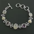 Sterling Silver Moonstone/ Amethyst/ Pearl Bracelet (India)