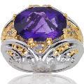 Michael Valitutti Silver/ 18k Vermeil Amethyst/ Sapphire Ring
