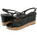 Vaneli Parnella Black Blazon Patent w/ Natural Cork Sandals