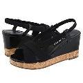Vaneli Patrika Black Nitry Stretch w/ Black Ferns Patent Sandals