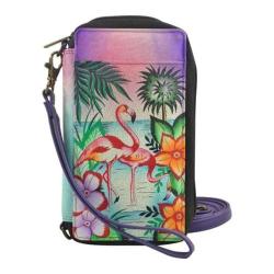 Women's ANNA by Anuschka Hand Painted Smart Phone Case/Wallet 1844 Tropical Flamingo
