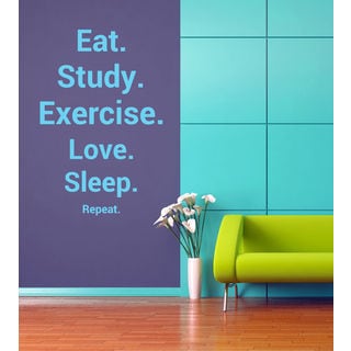 Eat Study Exercise Love Sleep Kids Room Stylish Wall Art Sticker Decal size 22x35 Color Black