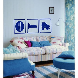 Eat Sleep Play Kids Room Children Stylish Wall Art Sticker Decal size 22x35 Color Blue