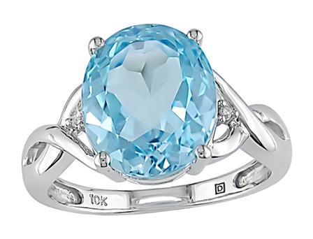 Sterling Silver Blue Topaz and Diamond Accent Ring