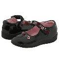 Jumping Jacks Ivy (Infant/Toddler) Black Shiny w/ Lt Pink & Red Trim Slip-ons