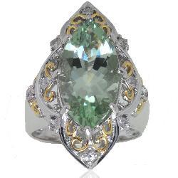 Michael Valitutti Silver/ Palladium/ 18k Vermeil Green Amethyst Ring