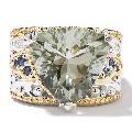 Michael Valitutti Two-tone Green Amethyst and Blue Sapphire Ring