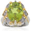 Michael Valitutti Silver/ Palladium/ 18k Vermeil Green Amber Ring