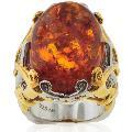 Michael Valitutti 18k Vermeil/ Silver/ Palladium Baltic Amber Ring
