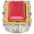 Michael Valitutti Two-tone Red Coral and Ruby Ring