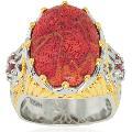 Michael Valitutti Silver/ Palladium/ 18k Vermeil Sponge Coral/ Sapphire Ring
