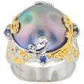 Michael Valitutti Silver/ Palladium/ 18k Vermeil Mabe Pearl Ring (16 mm)