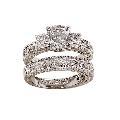 White Rhodium Overlay Cubic Zirconia Bridal-inspired Rings Set