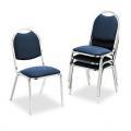 HON Deluxe Fabric Upholstered Stacking Chair, Rounded, Blue (Pack of 4)