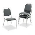 HON Deluxe Fabric Upholstered Stacking Chair, Rounded, Gray (Pack of 4)