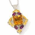 Michael Valitutti Two-tone Citrine, Rhodolite Garnet and Sapphire Necklace