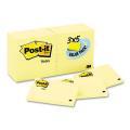 Post-it 3 x 5 Canary Yellow Notes, 90-Sheet Pads (Case of 24)