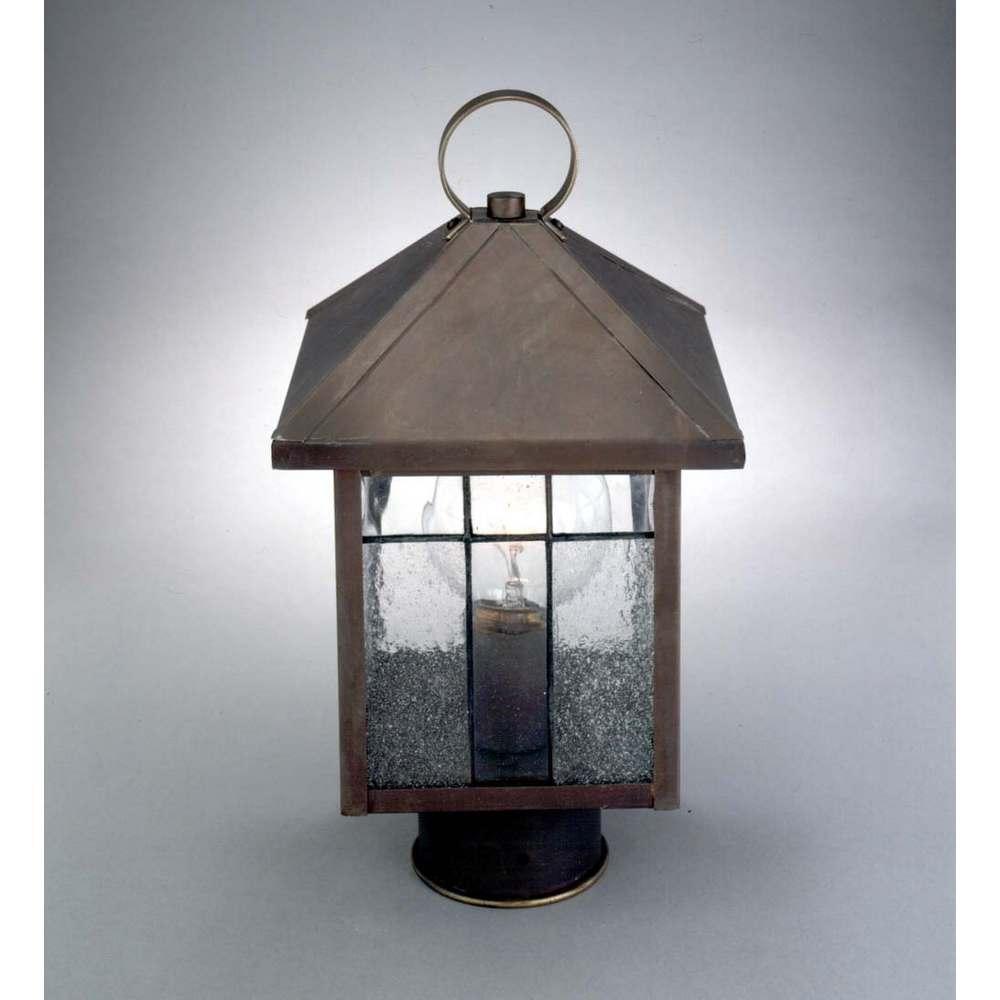 Post Head Tannery Bronze Finish Clear Seeded Glass