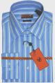 Enzo Tovare Men's Blue Striped Dress Shirt