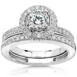 18k Gold 2ct TDW Certified Diamond Bridal Ring Set (G-J, SI)