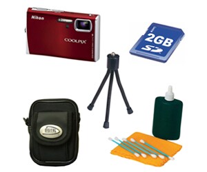 Nikon Coolpix S52 9 MP Crimson Digital Camera Kit