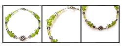 Peridot and Silver Floral Bead Bracelet