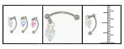 Dangling Heart 16-gauge Eyebrow Barbells (Case of 3)