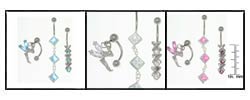 Crystal Highlighted Belly Barbells (Case of 3)