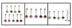 Double Jeweled 3/8-inch Belly Barbell (Case of 9)