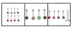 Double Jeweled 14-gauge Belly Barbells (Case of 8)