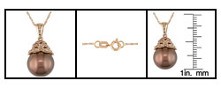 14k Pink Gold Brown Tahitian Pearl Diamond Necklace