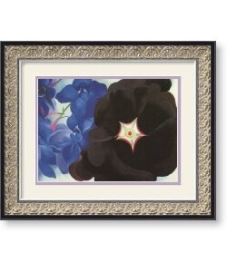 O'Keeffe Black Hollyhock Blue Larkspur Framed Print