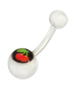 Stainless Steel Double Cherry Logo Curved Barbell (Case of 5)