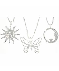 Sterling Silver Sun Moon Butterfly Necklaces (Case of 3)