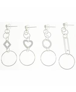 Sterling Silver Assorted Geometric Earrings (Case of 4)