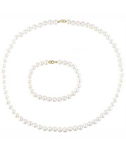 14k Gold Freshwater Pearl Necklace & Bracelet (5-6mm)(Case of 3)