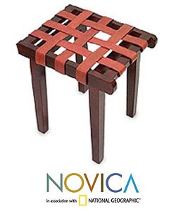 Net Tooled Leather Stool (Peru)