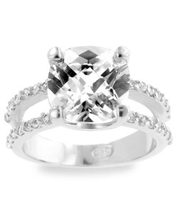 Sterling Silver CZ Cushion-cut Ring