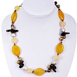 FW Pearl Yellow Agate Crystal Necklace