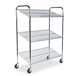 Mayline Three Shelf Wire Tote Cart for Mail Totes