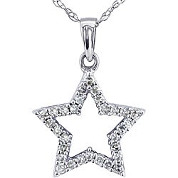 10k White Gold 1/4ct TDW Diamond Star Necklace (J/K, I2/I3)