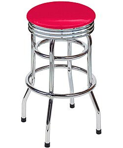 Chrome Garage Barstool with Solid Red Seat