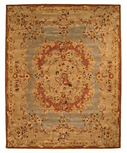 Hand-tufted Wool Blue Aubusson Rug (5' x 8')