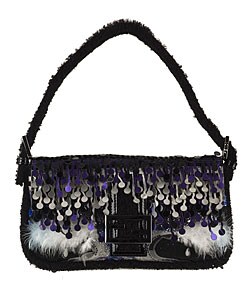 Fendi Black Purple and Silver Embellished Mama Bag