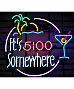 'It's 5 O'clock Somewhere' Neon Garage Sign