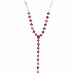 1928 Jewelry Silvertone Rose Hues Y-style Necklace