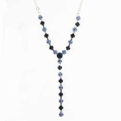 1928 Jewelry Silvertone Blue Hues Y-style Necklace