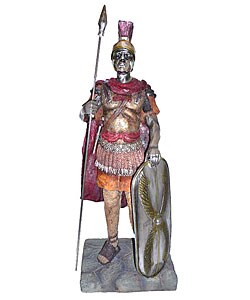 Hand-painted Roman Warrior with Spear Statue